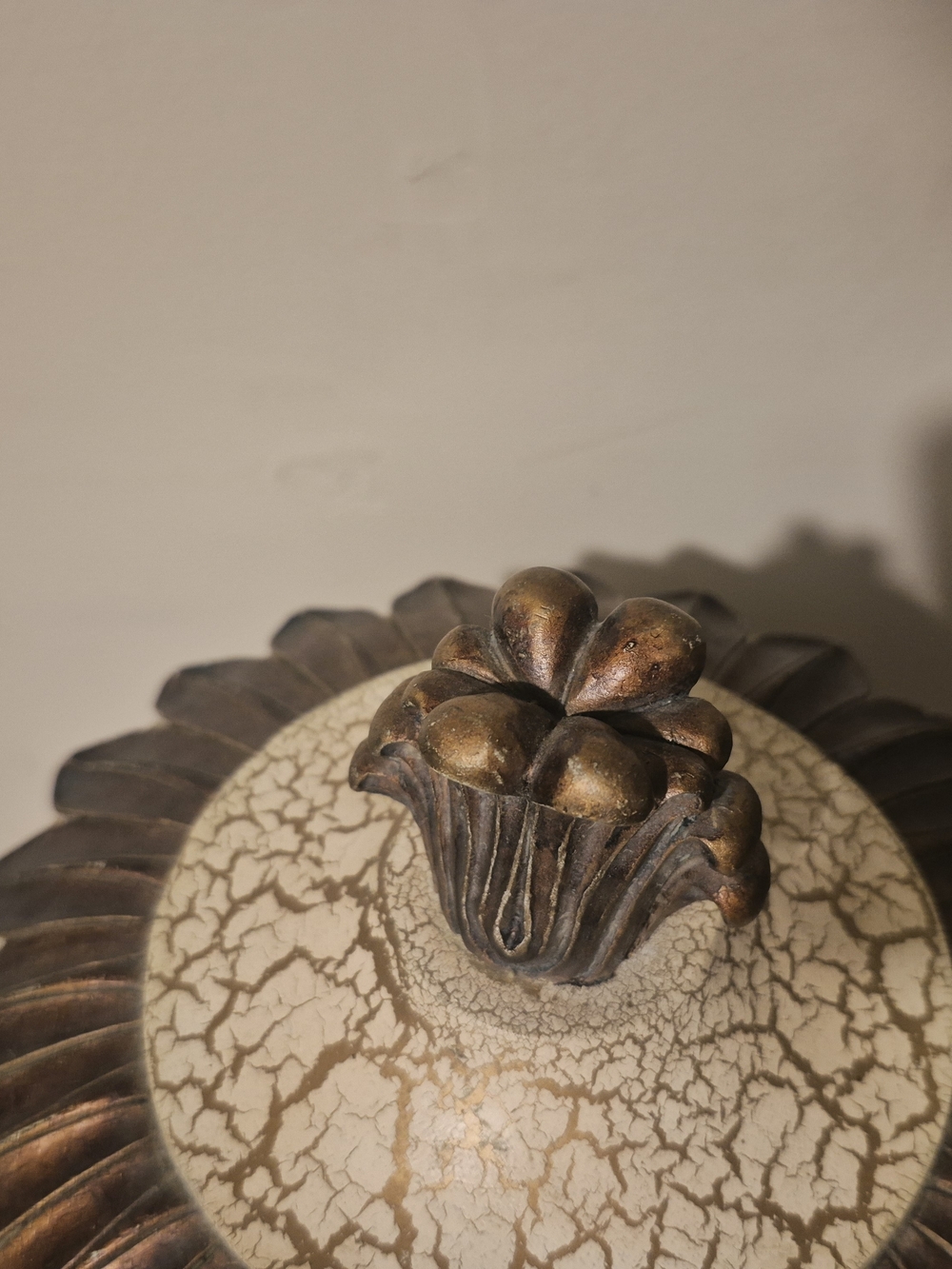 Ornate Decorative Covered Urn in Cream and Gold - Picture 7 of 8